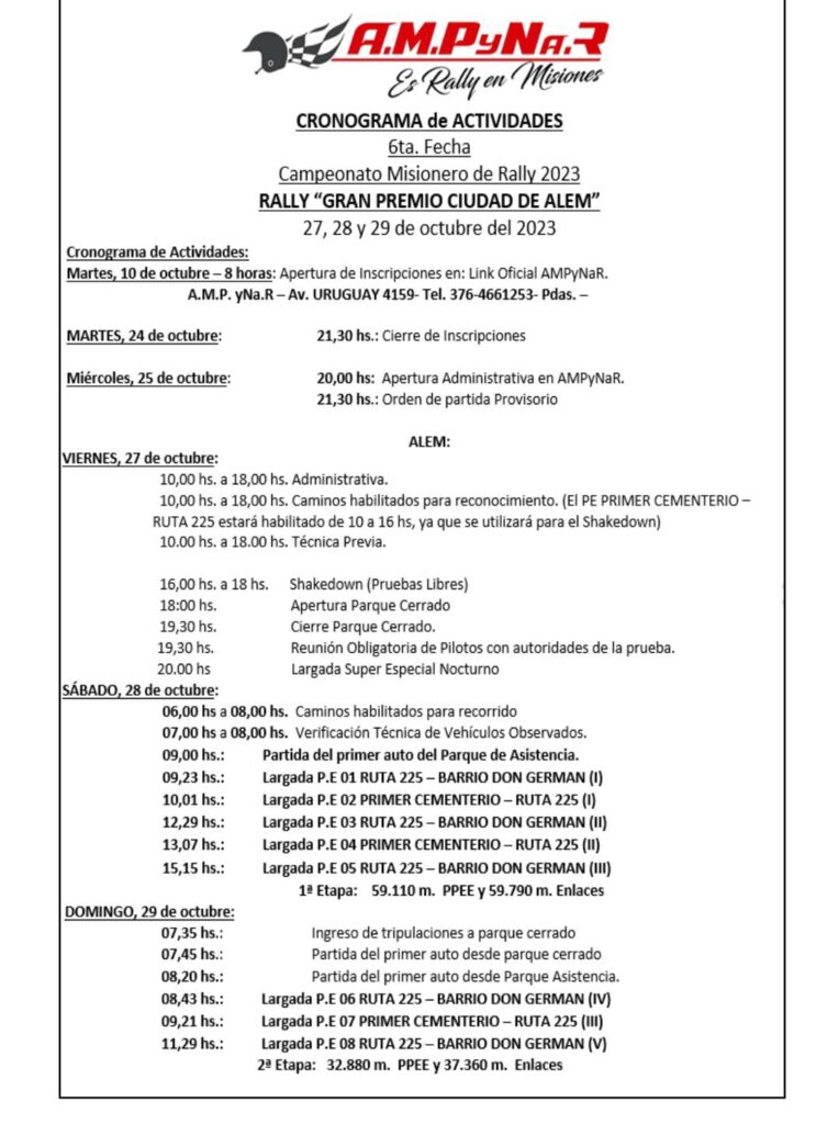 Con 86 equipo comienza hoy la  6ta fecha del Campeonato Misionero de Rally   en Leandro N. Alem imagen-3