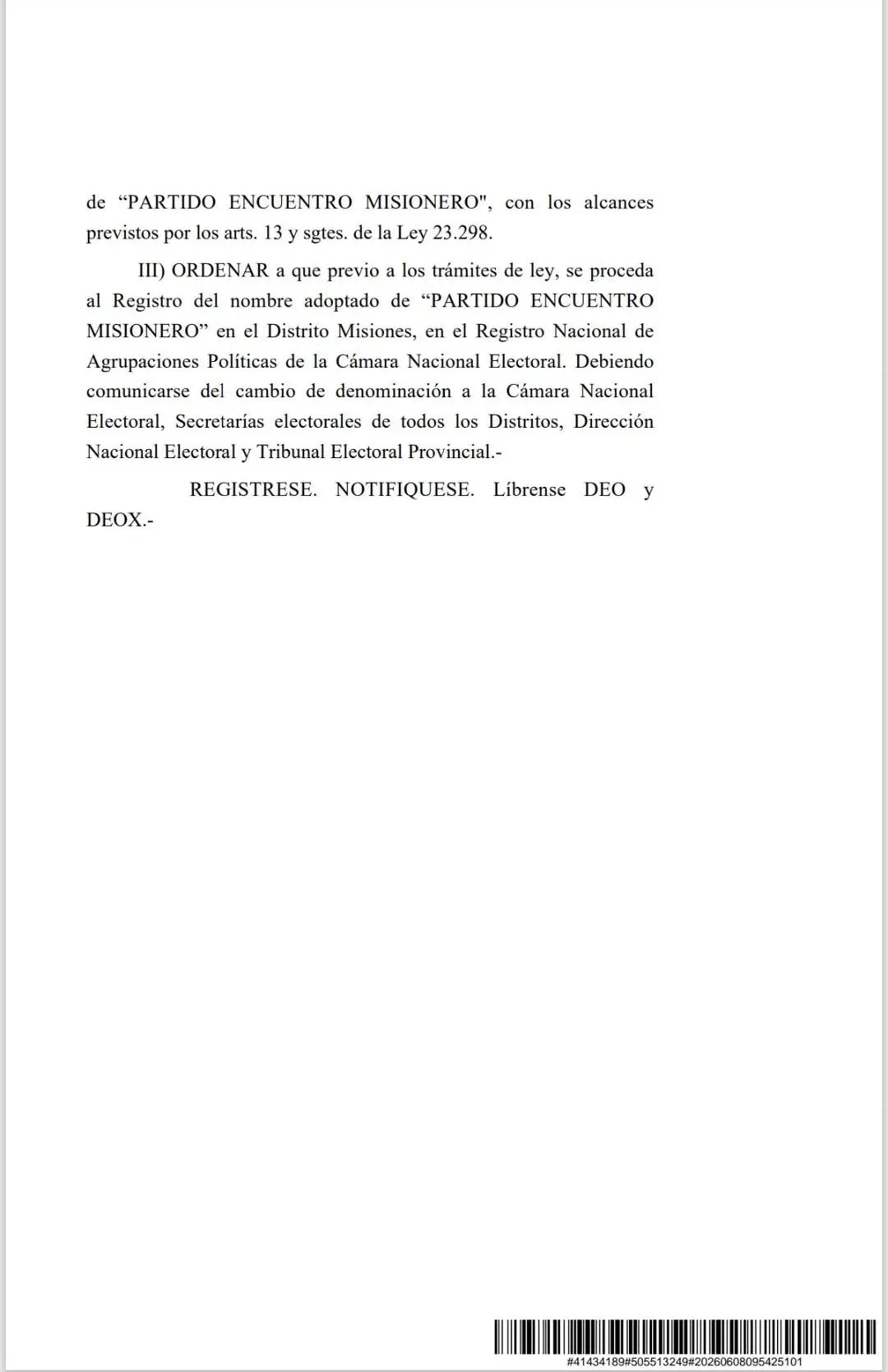La Justicia Federal Electoral reconoció oficialmente a Encuentro Misionero imagen-3